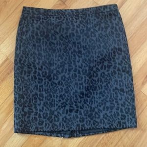 LOFT Gray Animal Leopard Print Skirt 8 NEW